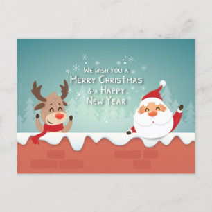 Cartes Pour Fêtes Annuelles Joyeux Noël Père Noël Reindeer Famille