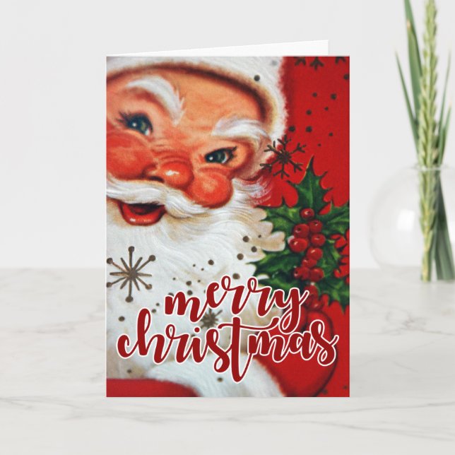 Cartes Pour Fêtes Annuelles Joyeux Noël | Père Noël rétro (Devant)