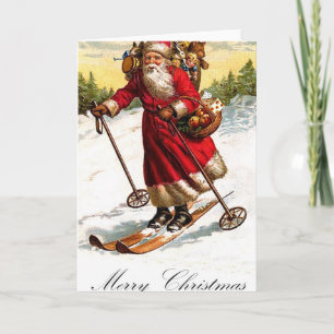 Cartes Pour Fêtes Annuelles Joyeux Noël Père Noël Ski