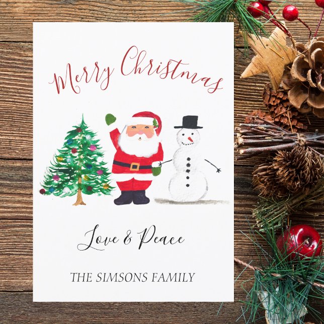 Cartes Pour Fêtes Annuelles Joyeux Noël Père Noël Snowman (Créateur téléchargé)