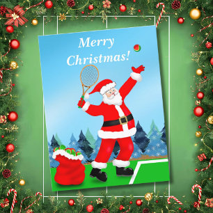 Cartes Pour Fêtes Annuelles Joyeux Noël Père Noël Tennis