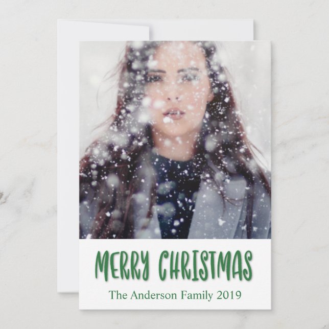 Cartes Pour Fêtes Annuelles Joyeux Noël personnalisable en Script vert (Devant)