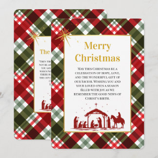 Cartes Pour Fêtes Annuelles Joyeux Noël personnalisé à carreaux & verset bibli