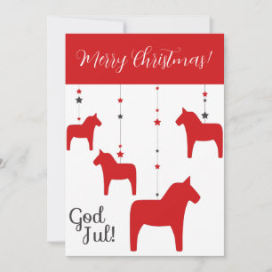 Cartes Pour Fêtes Annuelles Joyeux Noël personnalisé ! Cheval de Dala de Noël