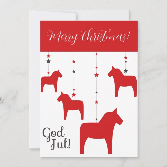 Cartes Pour Fêtes Annuelles Joyeux Noël personnalisé ! Cheval de Dalécarlie de (Devant)
