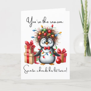 Cartes Pour Fêtes Annuelles Joyeux Noël personnalisé drôle pingouin Pour Amis
