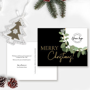 Cartes Pour Fêtes Annuelles Joyeux Noël personnalisé Logo de l'entreprise Gold