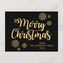 Cartes Pour Fêtes Annuelles Joyeux Noël personnalisé Paillettes Noir Or