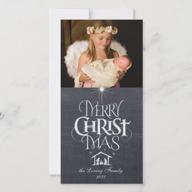 Cartes Pour Fêtes Annuelles Joyeux Noël Personnaliser de la Marche religieuse (Devant)