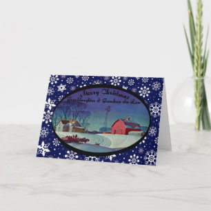 Cartes Pour Fêtes Annuelles Joyeux Noël Petite-Fille Et Petite-Fils En Droit