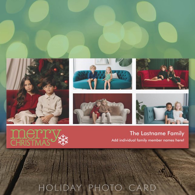 Cartes Pour Fêtes Annuelles Joyeux Noël Photo - 5 photo collage (Classic Holiday Photo Card)