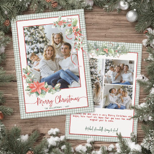 Cartes Pour Fêtes Annuelles Joyeux Noël photo à carreaux en vichy vert