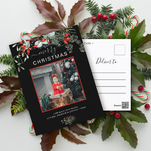 Cartes Pour Fêtes Annuelles Joyeux Noël Photo Aquarelle Noir