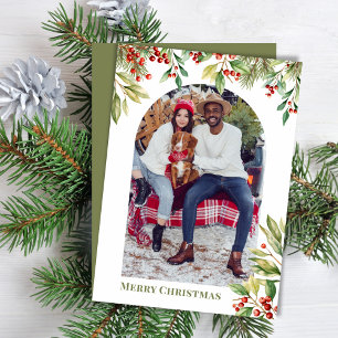 Cartes Pour Fêtes Annuelles Joyeux Noël Photo Arc Botanique Verdure
