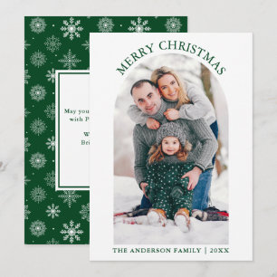Cartes Pour Fêtes Annuelles Joyeux Noël Photo Arche Snowflakes Green