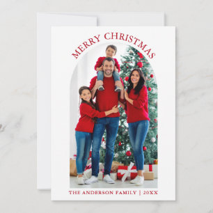 Cartes Pour Fêtes Annuelles Joyeux Noël Photo Arche Snowflakes Rouge