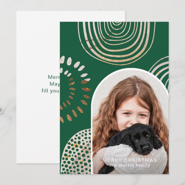 Cartes Pour Fêtes Annuelles Joyeux Noël photo avec message vert (Devant / Derrière)