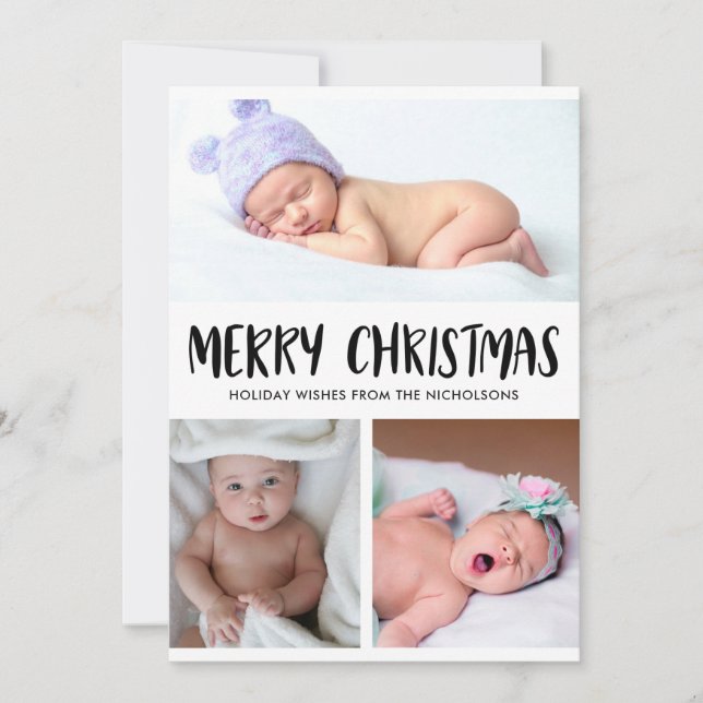 Cartes Pour Fêtes Annuelles Joyeux Noël | Photo Baby First Christmas (Devant)