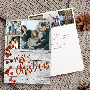 Cartes Pour Fêtes Annuelles Joyeux Noël photo bois rustique