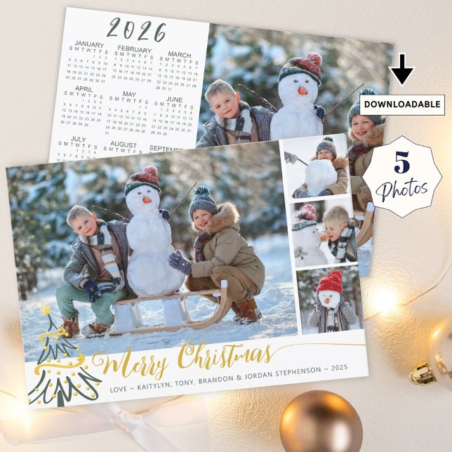 Cartes Pour Fêtes Annuelles Joyeux Noël Photo Collage 2026 Calendrier (Créateur téléchargé)