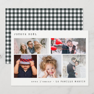 Cartes Pour Fêtes Annuelles Joyeux Noel Photo Collage Black Gingham