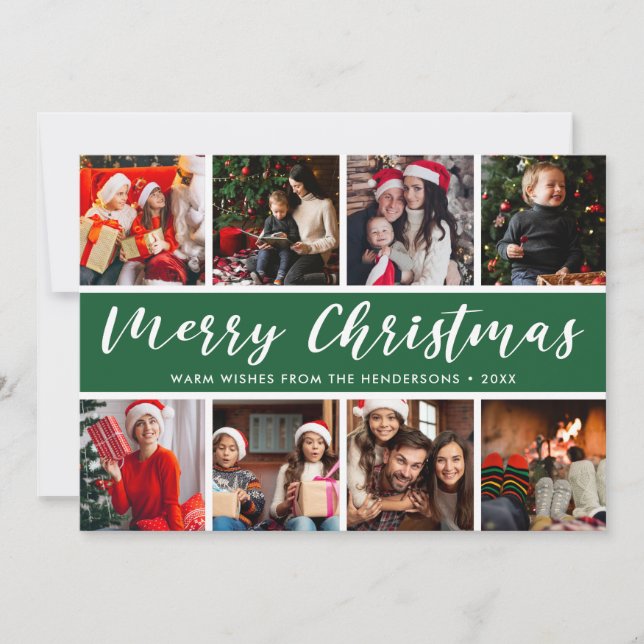 Cartes Pour Fêtes Annuelles Joyeux Noël Photo Collage Calligraphie (Devant)