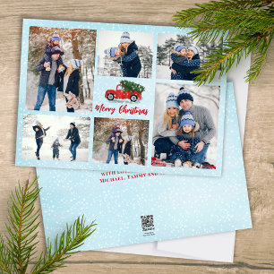 Cartes Pour Fêtes Annuelles Joyeux Noël Photo Coller Camion Rouge