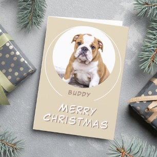 Cartes Pour Fêtes Annuelles Joyeux Noël photo de chien rond beige mignon
