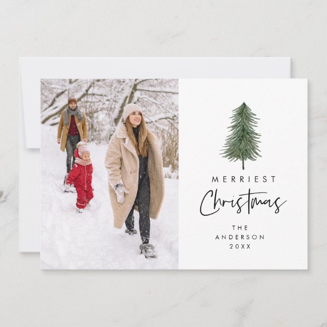 Cartes Pour Fêtes Annuelles Joyeux Noël, Photo de famille, Arbre de Noël (Devant)