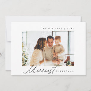 Cartes Pour Fêtes Annuelles Joyeux Noël, Photo de famille, Écriture moderne