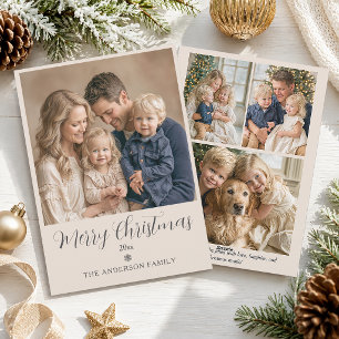 Cartes Pour Fêtes Annuelles Joyeux Noël Photo de Famille Moderne Élégante