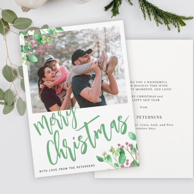 Cartes Pour Fêtes Annuelles Joyeux Noël photo de verdure (Créateur téléchargé)