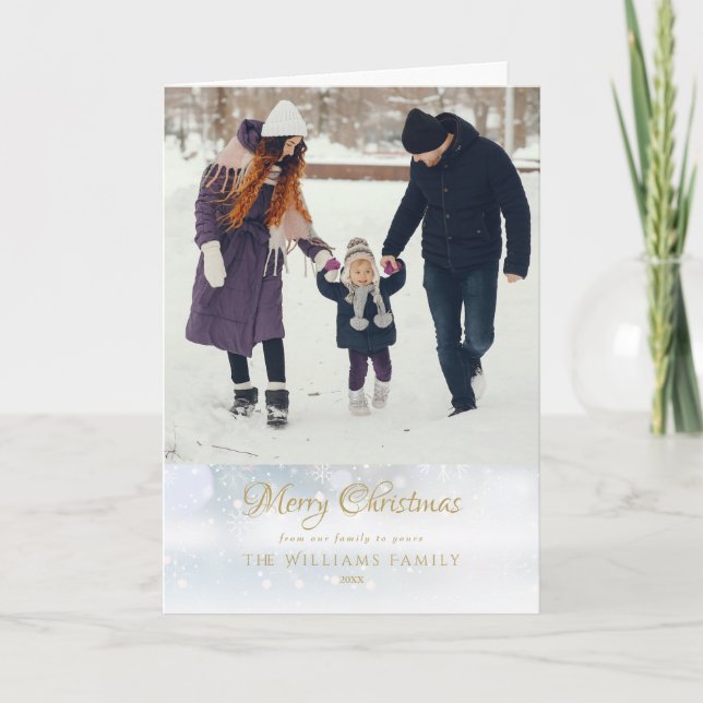 Cartes Pour Fêtes Annuelles Joyeux Noël Photo Élégant Frost d'hiver (Devant)