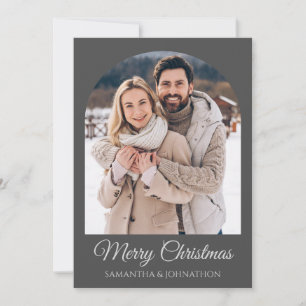 Cartes Pour Fêtes Annuelles Joyeux Noël Photo Élégant Gris Argent