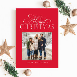 Cartes Pour Fêtes Annuelles Joyeux Noël photo élégante rouge