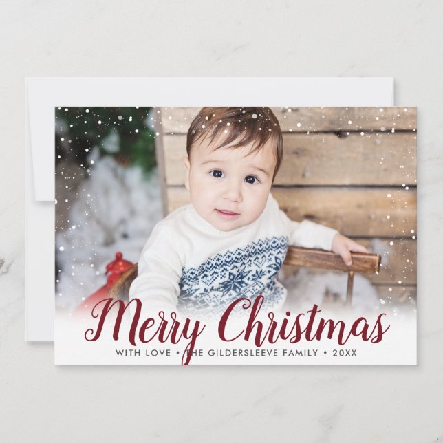 Cartes Pour Fêtes Annuelles Joyeux Noël Photo encadrée de neige (Devant)