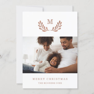Cartes Pour Fêtes Annuelles Joyeux Noël Photo et Faux Rose Gold Wreath