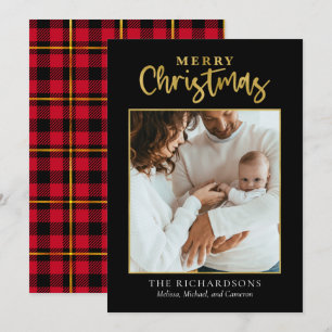 Cartes Pour Fêtes Annuelles Joyeux Noël Photo Gold Foil Vacances minimum