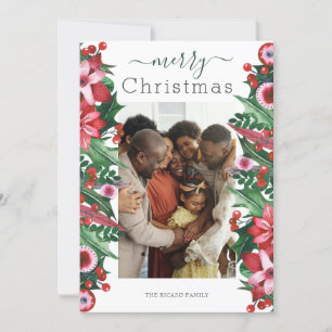 Cartes Pour Fêtes Annuelles Joyeux Noël Photo Holiday Holly Berry