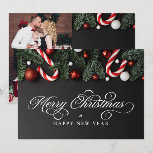Cartes Pour Fêtes Annuelles Joyeux Noël Photo & Message Moderne Traditionnel