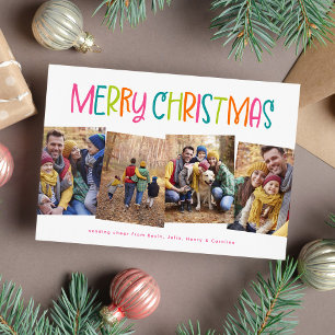 Cartes Pour Fêtes Annuelles Joyeux Noël photo mignonne lumineuse amusante quat