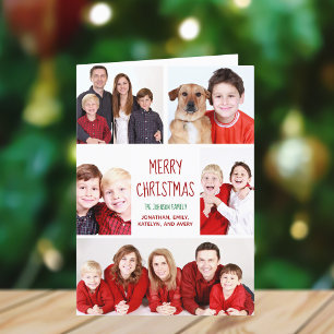 Cartes Pour Fêtes Annuelles Joyeux Noël Photo moderne Collage Rouge Plié