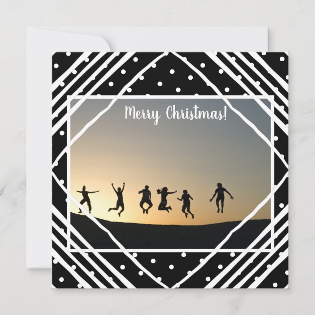 Cartes Pour Fêtes Annuelles Joyeux Noël Photo moderne noir blanc (Devant)