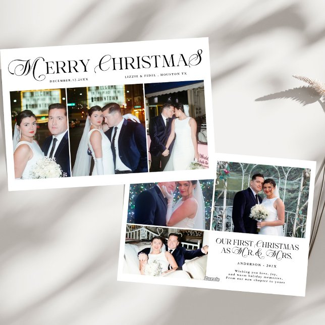Cartes Pour Fêtes Annuelles Joyeux Noël Photo Nouveaux mariés Noël (Créateur téléchargé)