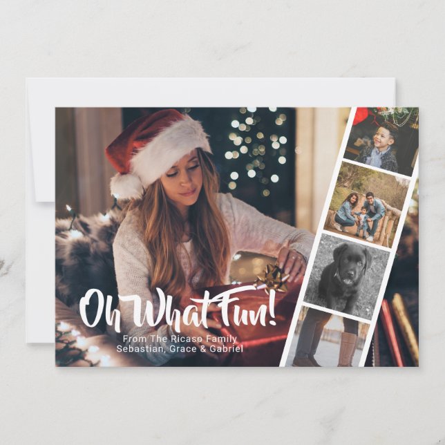 Cartes Pour Fêtes Annuelles Joyeux Noël Photo Personnalisée Oh Quel Amusant (Devant)