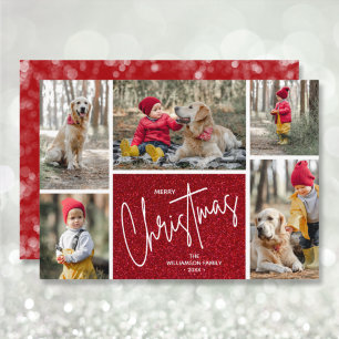 Cartes Pour Fêtes Annuelles Joyeux Noël Photo Rouge