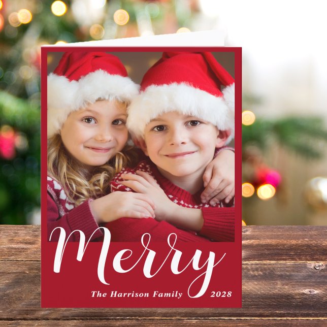 Cartes Pour Fêtes Annuelles Joyeux Noël Photo Rouge (Capture the joy, love & laughter shared with your family and friends in a card that's uniquely yours)