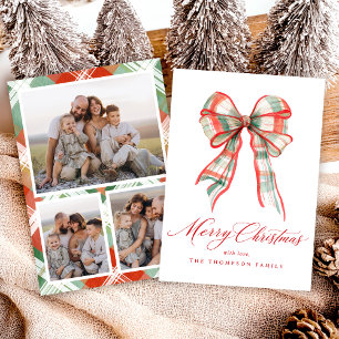 Cartes Pour Fêtes Annuelles Joyeux Noël Photo Rouge Vert