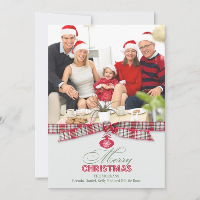 Cartes Pour Fêtes Annuelles Joyeux Noël Photo ruban plat (Devant)