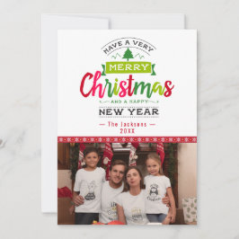 Cartes Pour Fêtes Annuelles Joyeux Noël Photo Snowflake Ribbon Typographie
